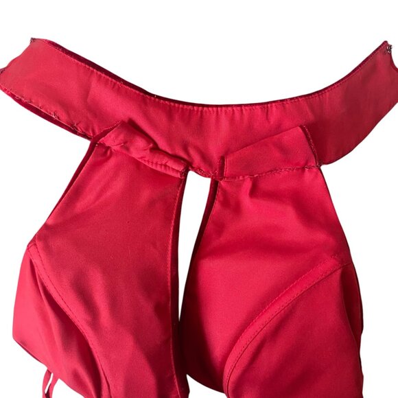 Red Velvet Halter Merlot Evening Mermaid Gown Keyhole Neckline Vampire New Years - Picture 11 of 11